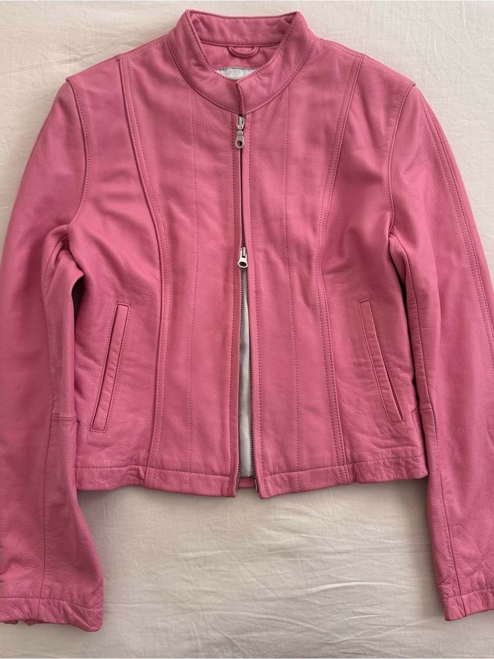 Wilsons Leather Pink Leather Double Zip Jacket